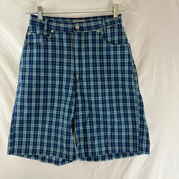 Skoozi Vintage 90s High Waist Plaid Shorts Size 11 26" x 8.25" - Picture 1 of 5